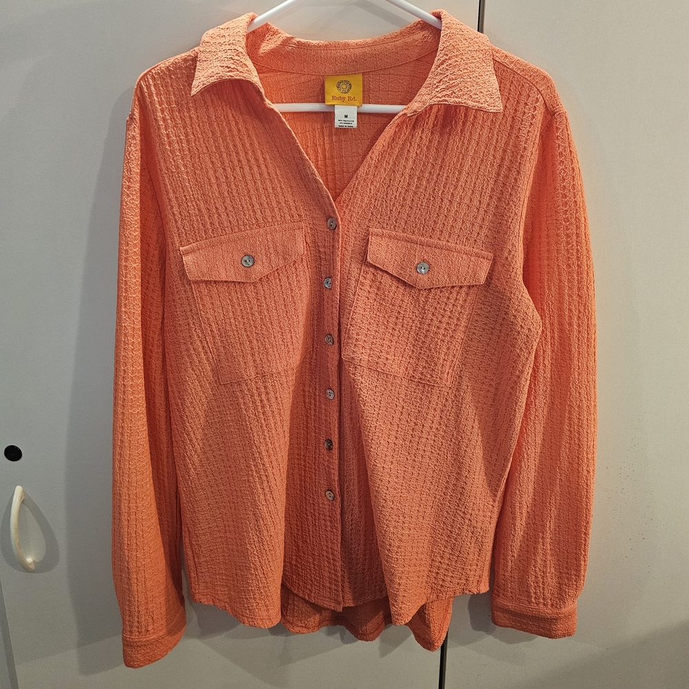 Ruby Rd. Women's Orange Button Down Shirt